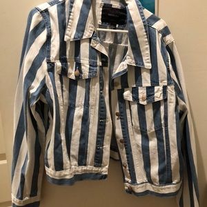 Denim blue and white striped Jean jacket